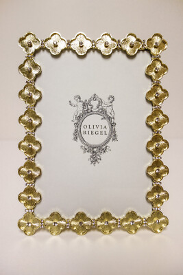 OLIVIA RIEGEL Crystal ''Gold Clover'' 5x7 Photo Frame New in Box