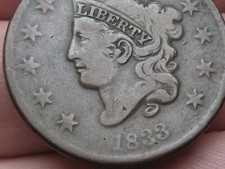 1833 Matron Head Large Cent Penny- VF Details