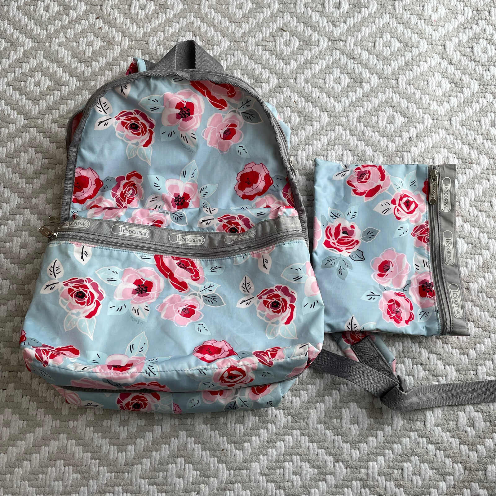Lesportsac Basic Backpack Garden Sky Rose 7812 D7… - image 1