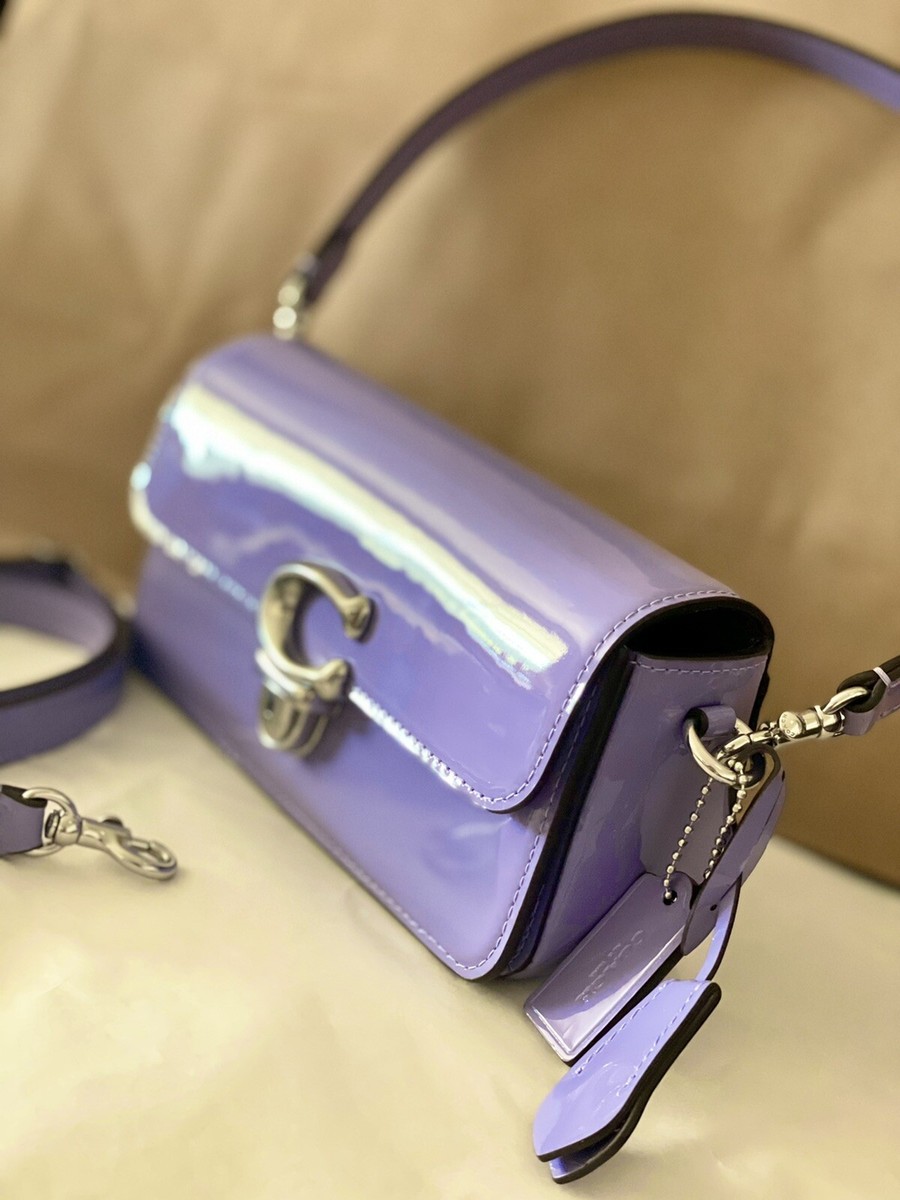 Coach Women's Studio Baguette Bag In Patent Leather Silver/Light