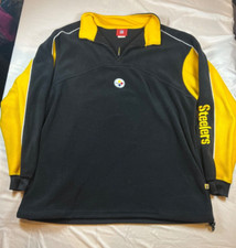 Mens XL Vintage Pittsburgh Steelers Fleece Sweatshirt Quarter 1/4 Zip 90s NFL
