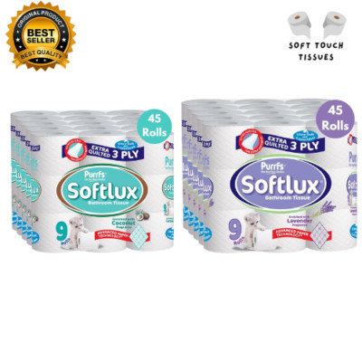 90x Softlux Coconut Fresh Lavendel Duft Toilette 3 lagig Rollen Taschentuch gesteppt Klo