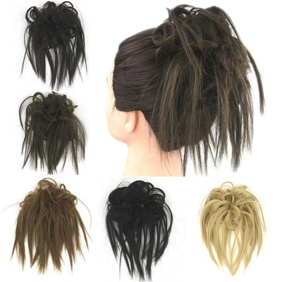 Real Natural As Human Clip On In Messy Hair Bun Extension Chignon