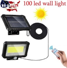 100 LED Solar Powered Sensor Light Motion w/ Remote Outdoor Security Flood Light