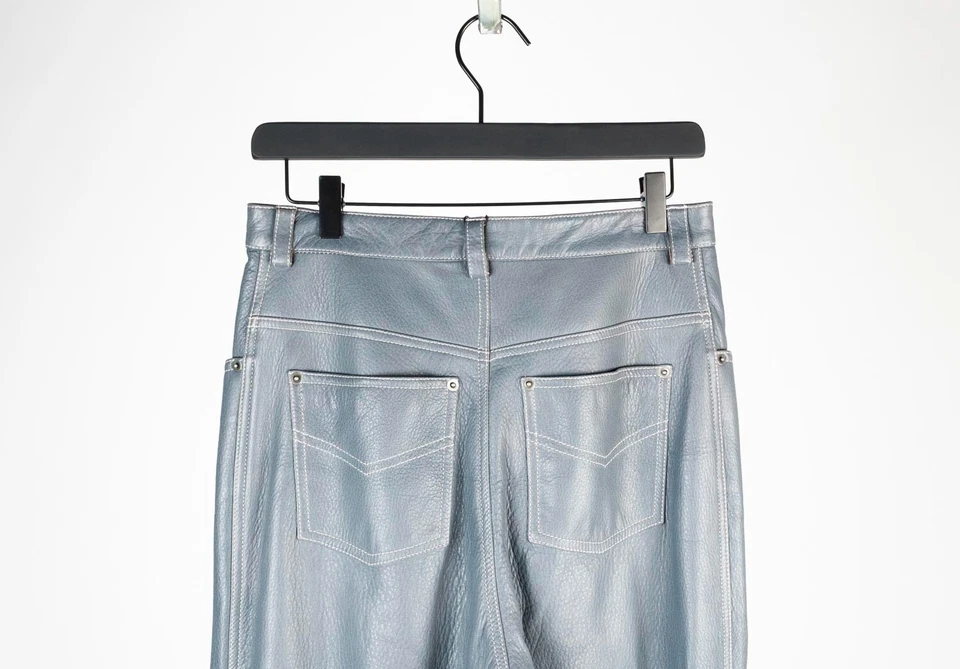 Pantalones de cuero grises originales Gucci para mujer muestra previa presentación 2019 talla M/L Foto 4 de 4