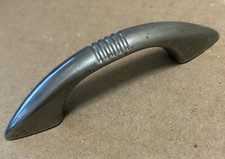 Retro MCM Drawer Handle Atomic Center rib lines rare Kitchen chrome door pull