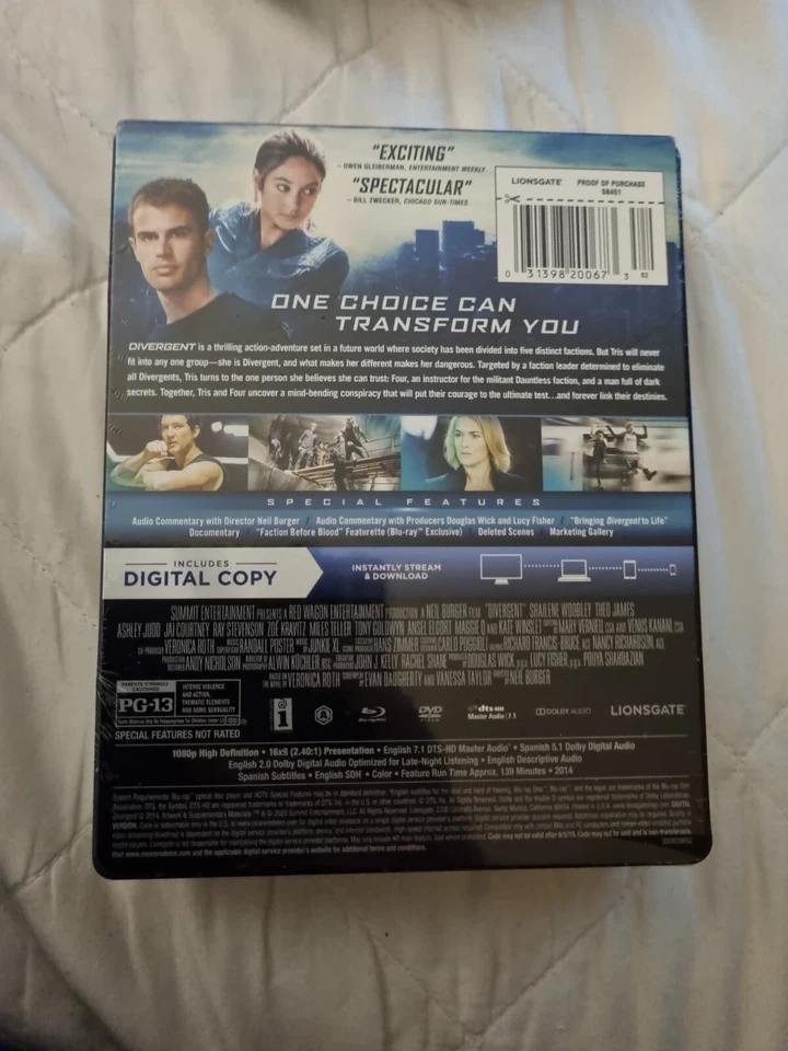 Divergent, Limited Edition Steelbook Blu-Ray + DVD NEW sealed region a - Image 2 of 2