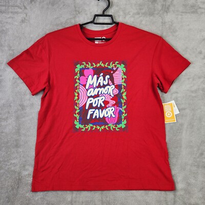 Red Unisex Mas Amor Short Sleeve Crew Neck T Shirt Latino Heritage Month S