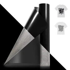 Black Reflective Vinyl HTV Heat Transfer Vinyl 12" x 10ft Black Iron on Vinyl...