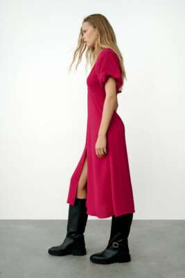 long sleeve rust colored dress Long Sleeve Sweater Dress (Rust)