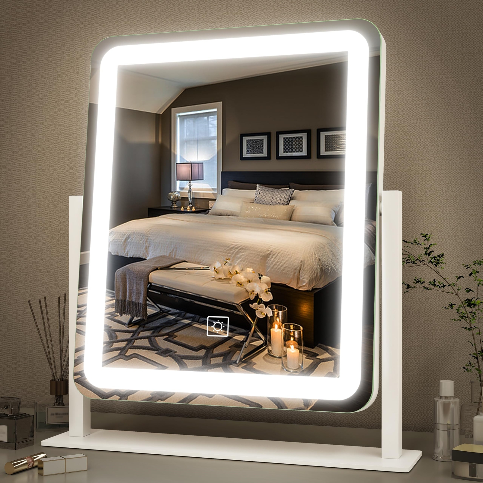 FENNIO 15x12.6 Inch LED Lighted Makeup Vanity Mirror with Bright Lights  