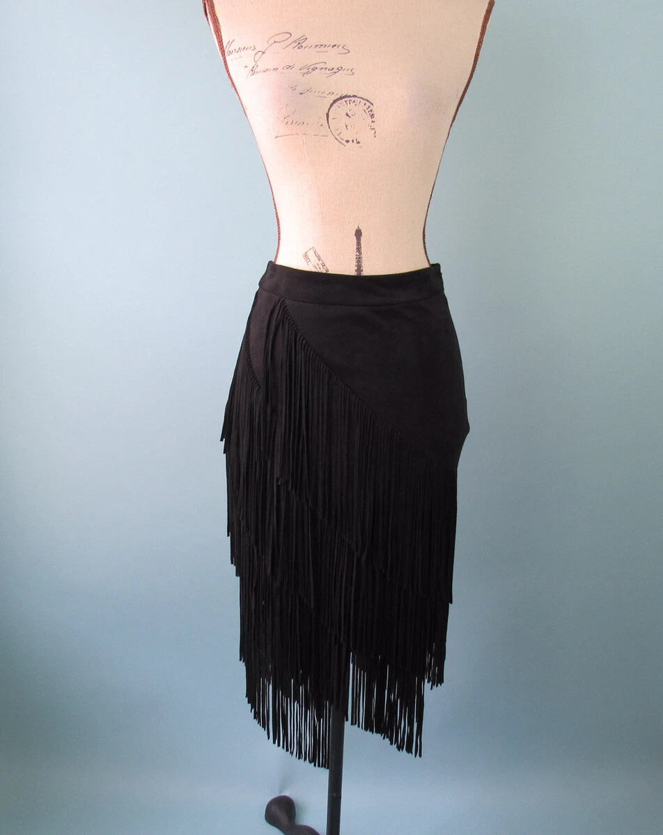 Black fringe top skirt zara