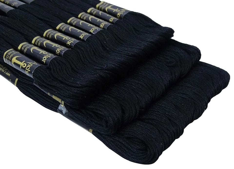 Anchor Cotton Thread Stranded Floss Hand Embroidery Threads Cross Stitch Black - Image 2 of 4