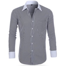 Men's Dress Shirts French Cuff White Collar Formal Business Camisas Slim Shirts