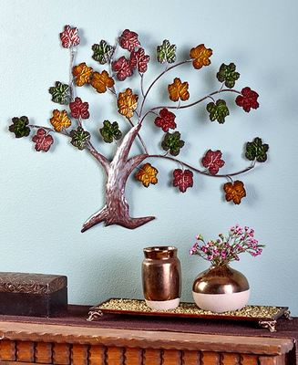 Vining Tree Wall Sculptures Fall Maple Leaves Wall Art Pine Cones Wall Hanging 