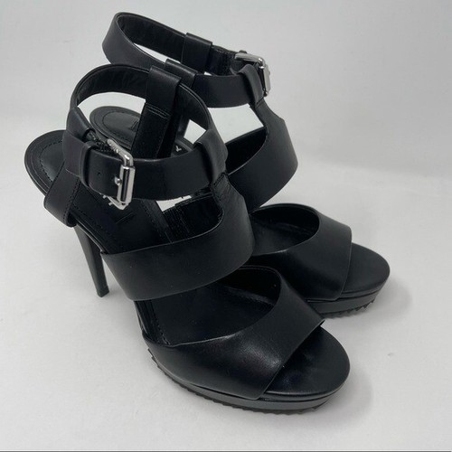 DKNY strapy platform heels ankle cuff EU 38 US 7.5 black leather BoxX - Picture 2 of 8