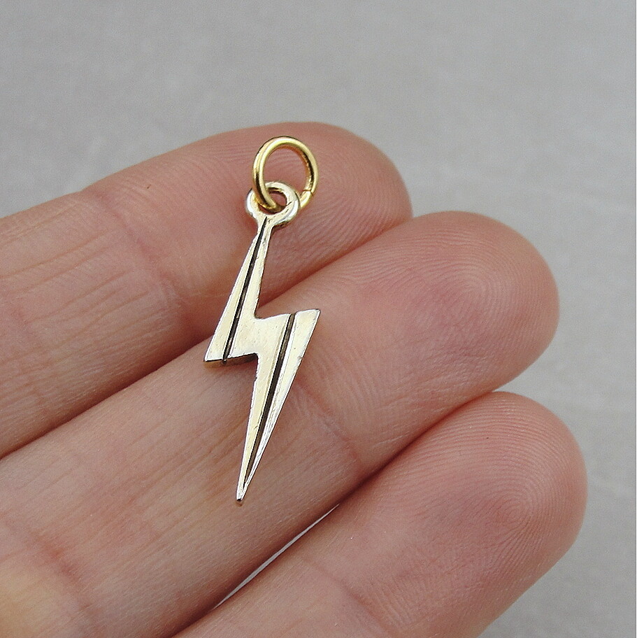 Gold Lightning Bolt Charm Thunderstorm Pendant Weather