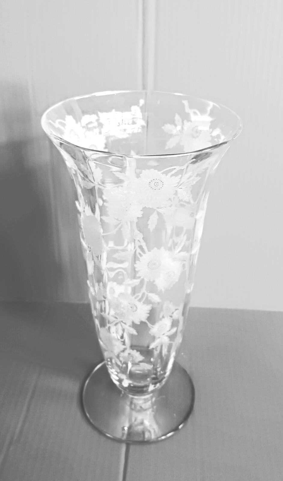 CAMBRIDGE GLASS CO. "BLOSSOM TIME" ETCHED FLOWERS CRYSTAL OPTIC TALL