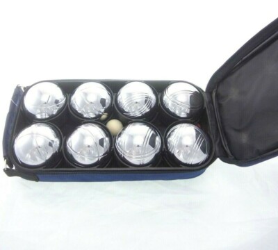 8pc Set Boule Boche Balls Chrome Lawn Bowling Game