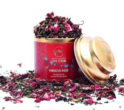 OH CHA Hibiscus Tea With Rose | Herbal Tea, 35GM Natural Rose Petals, Clove.