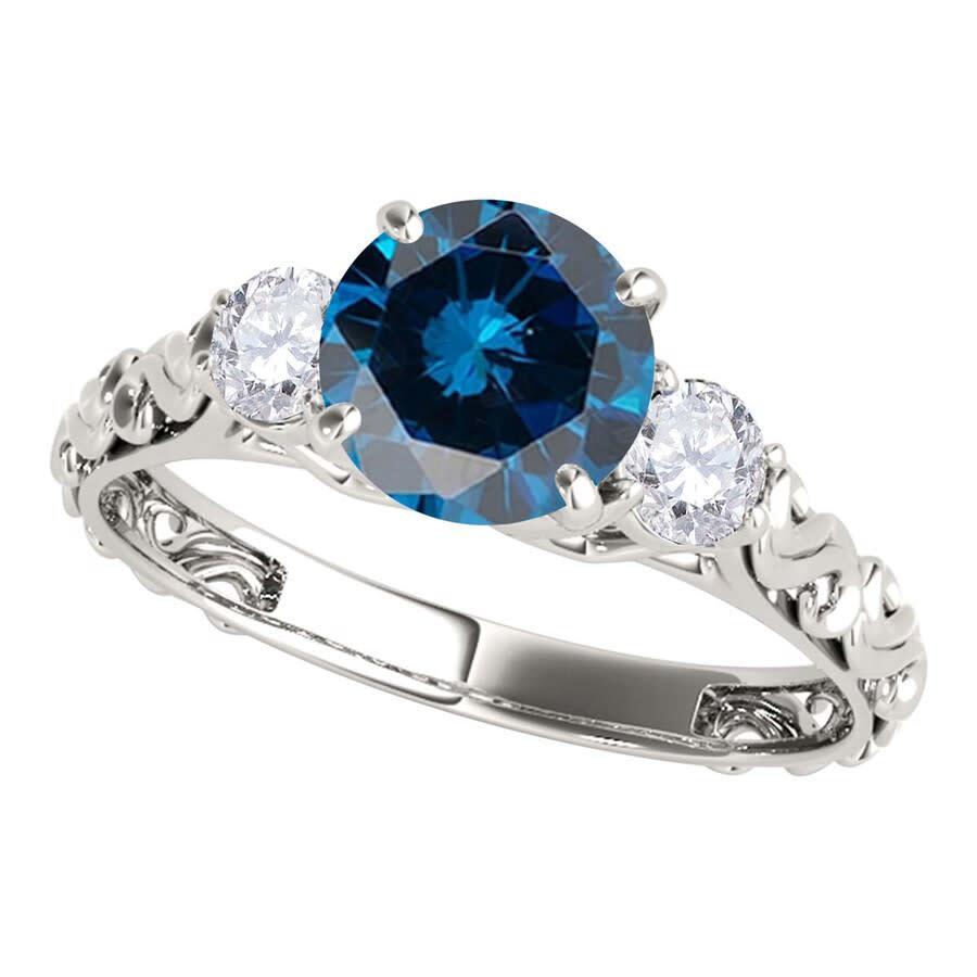 Ювелирные изделия Maulijewels из чистого Белого золота 18 карат 105-каратный Голубой и белый бриллиант с тремя камнями 325890₽