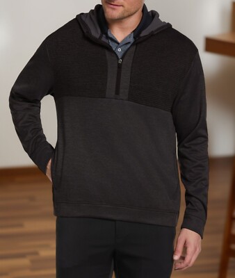 Pga Tour Mens Pro Knit Pullover Quarter Zip Golf Hoodie Caviar Size XL NWT 