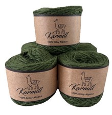 Alpaca Wool Skeins 100 Baby Alpaca Yarn DK Weight Lot of 5 Moss Green 5339