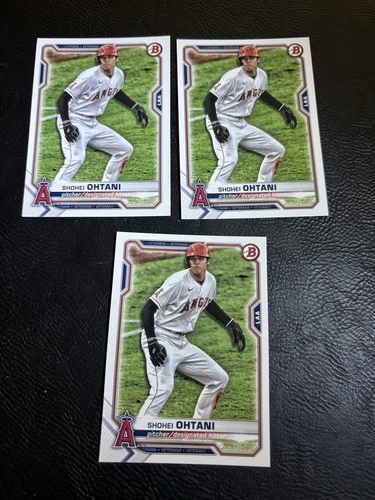 SHOHEI OHTANI 2021 BOWMAN #85 ANGELS 3 CARD LOT