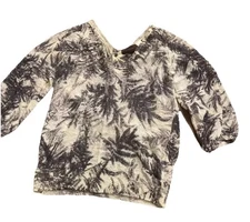 Anthropologie Guinevere Woodland Haze Fern Leaf Print Mohair Blend Sweater Sz S