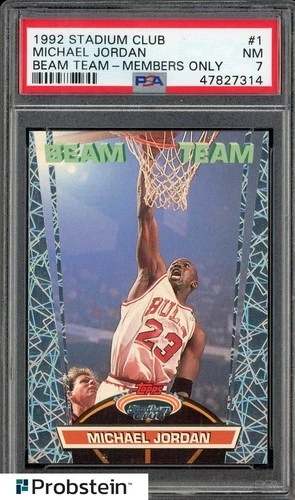 1992 Stadium Club Beam Team Members Only #1 Michael Jordan HOF PSA 7 NM