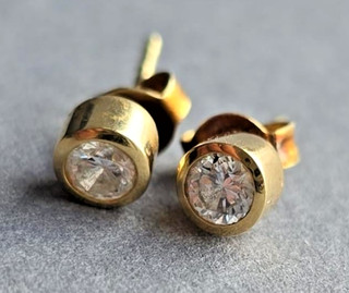 Luxus 585 er Gold Ohrstecker Ohrringe mit Brillanten 0 47 ct mit Expertise