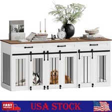 Large Dog Crate Furniture for 2 Dogs with 3 Drawers Heavy Duty Indoor Dog Kennel