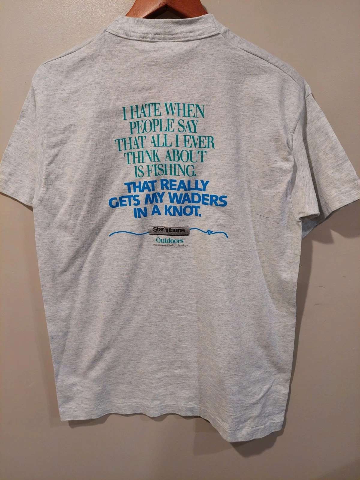 Vintage 90s Fishing Star Tribune Shirt - Size Large - Philosofishing - Joke Tee