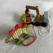 Wooden Pull Along Dinosaur Truck Big Jigs IKEA Interactive Learning Toy
