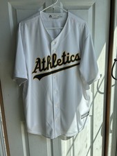 Men’s Majestic Oakland Athletics White Baseball Jersey Cool Base Authentic Sz XL