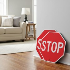 Stop Sign, 2 Pack Street Slow Warning Reflective Signs, 12 x 12 Inches Octago...