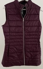 Stafap INTL Burgundy Quilted Puffer Gilet Bodywarmer Vest Size M Zip Front