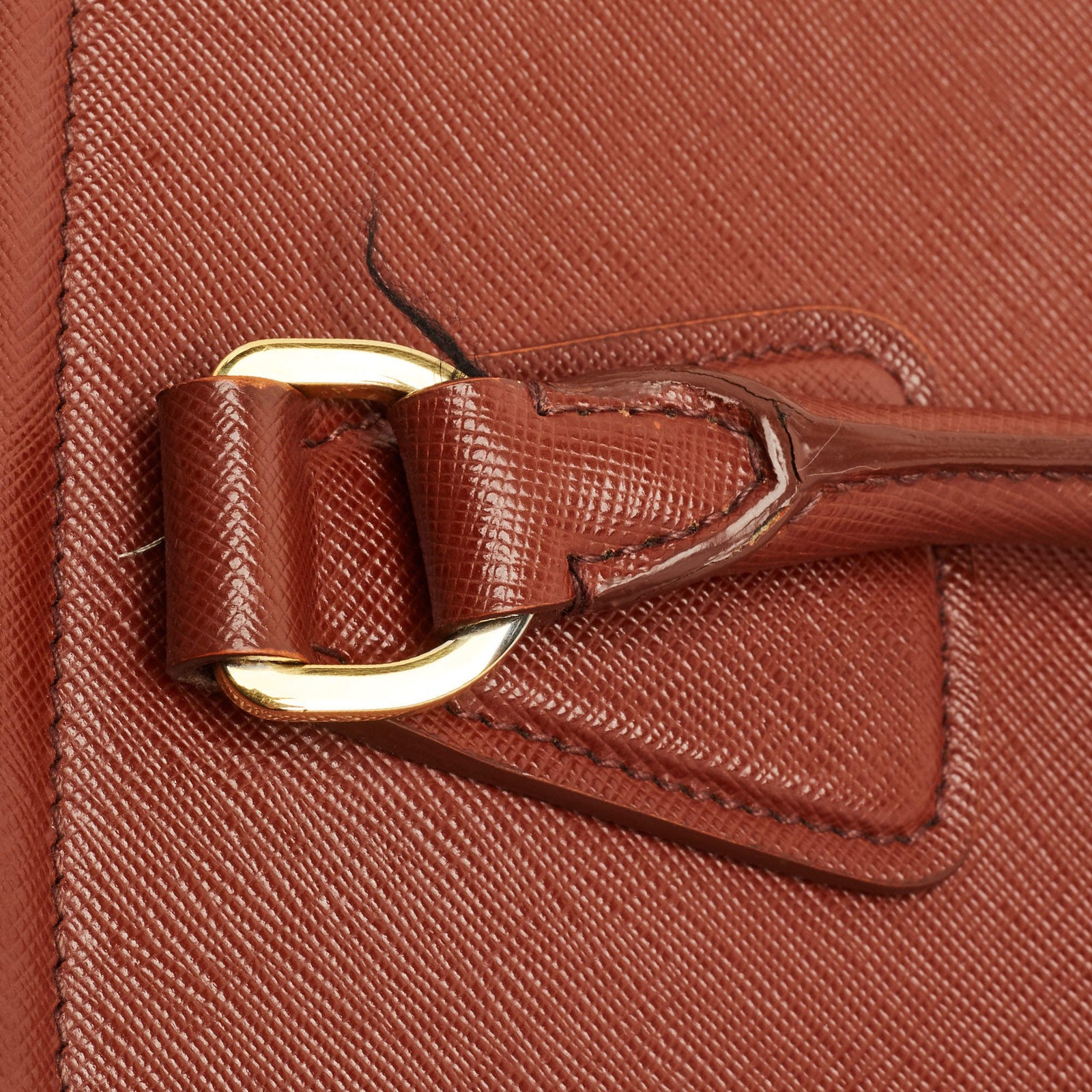 Prada Brick Brown Saffiano Lux Leather Parabole Tote thumbnail 8