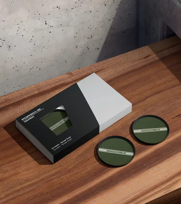 Genuine Porsche Car Coasters (qty 2) Dark Green Diameter 85mm 9Y0044061