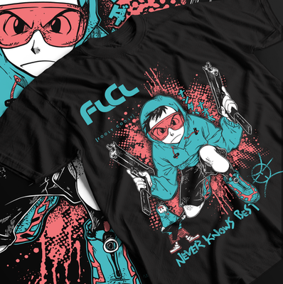 Naota Nandaba FLCL Anime T-Shirt Manga Fan Graphic Tee Otaku Gift 
