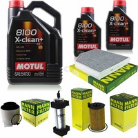 Inspektionspaket 7L Motul 8100 X-Clean+ 5W-30 FüR Audi Q5 SQ5 TDI Quattro 3.0