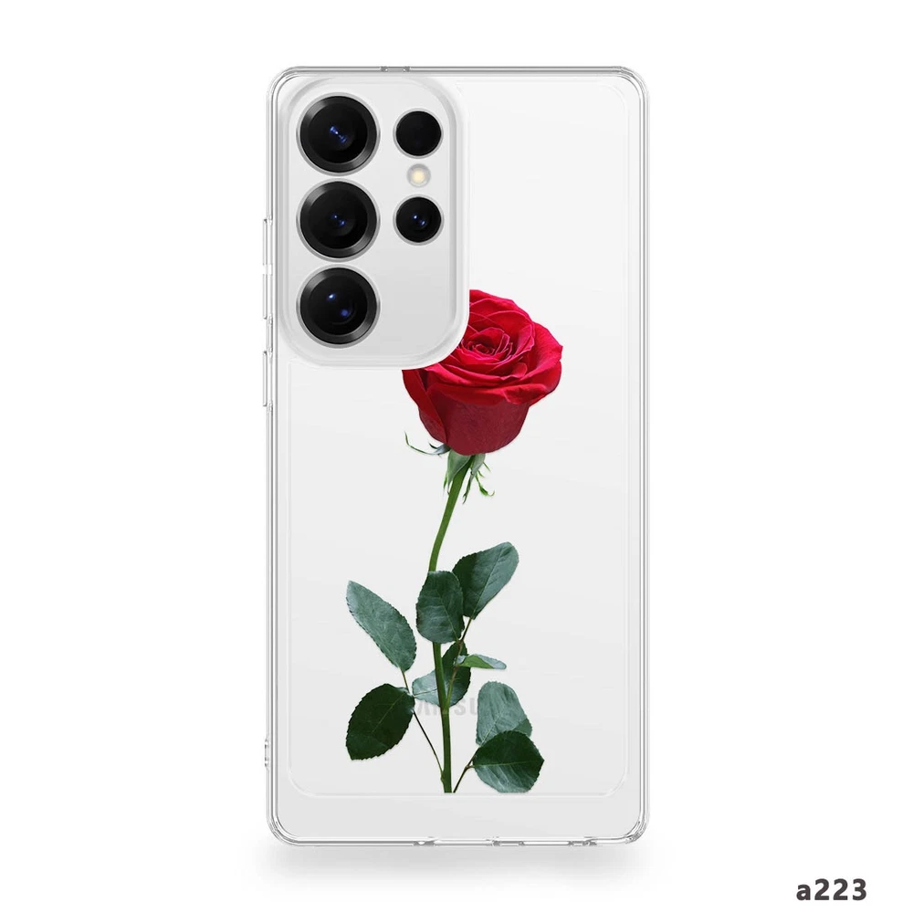 Samsung Galaxy S22 S23 S24 S25 A24 A25 Clear Floral Phone Case Cover  