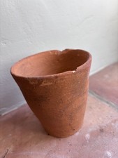 Vintage Terracotta Plant Pot Seedlings Garden 9cm H Handmade Lovely Patina #6