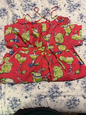 NWOT Print Fresh Printfresh Multicolor Fresh Margarita Cropped  Pajama Set SZ L