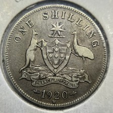 1920 Shilling Coin - almost Very Fine - Scarcer Date George V Silver Predecimal