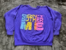 Vintage 80s Don?t Bother Me Sweater Mens Large Purple USA Pride Rainbow Pullover