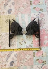 Cast Iron Wall Mounted Pair Native American Head