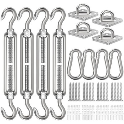6 Inch Shade Sail Hardware Kit for Triangle Rectangle Installation, 304 Stain...