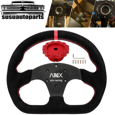 320mm Suede Leather Steering Wheel + Red Hub Adapter For PXN V10 Steering Wheel