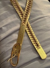 Nine West Gold Faux Leather Chain Belt Sz S Grunge Steampunk Rodeo - China